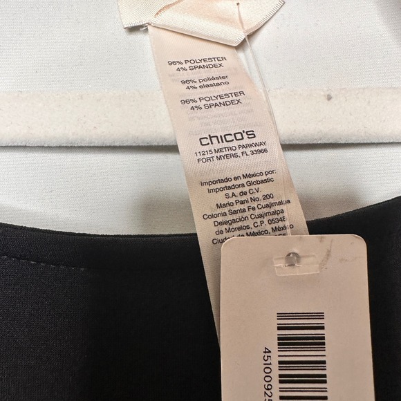 NWT Chico Double Layer Bi Color Midi Dress Black White Stretch 4 Business Casual - Picture 5 of 7